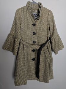 Anthropologie Aunt Wanda Yellow Plaid Peacoat Fall